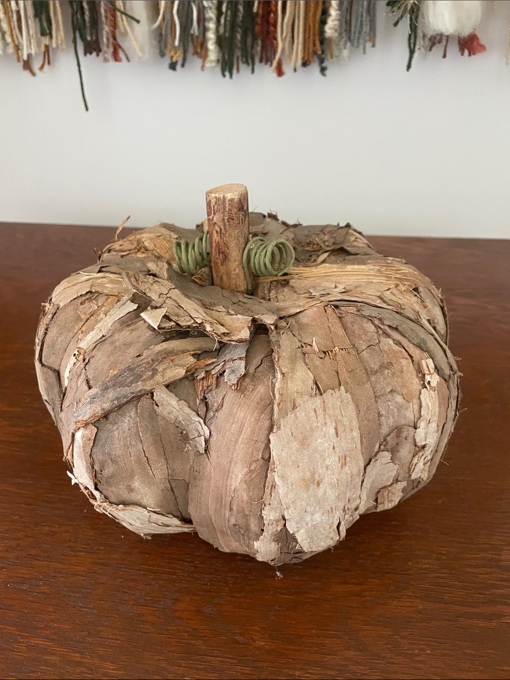 Rustic Bark Pumpkin Decor